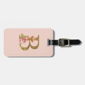 Aangepaste naam goud folie blush roze rozen letter bagagelabel (Voorkant horizontaal)