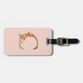 Aangepaste naam goud folie blush roze rozen letter bagagelabel (Voorkant horizontaal)