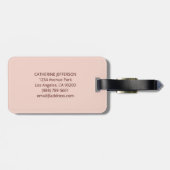 Aangepaste naam goud folie blush roze rozen letter bagagelabel (Achterkant horizontaal)
