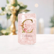 Aangepaste naam goud folie blush roze rozen letter