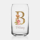 Aangepaste naam goud folie blush roze rozen letter blikvorm glas (Voorkant)