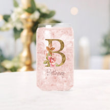 Aangepaste naam goud folie blush roze rozen letter
