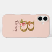 Aangepaste naam goud folie blush roze rozen letter Case-Mate iPhone case (Achterkant (horizontaal))