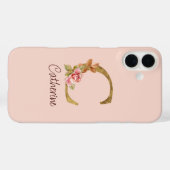 Aangepaste naam goud folie blush roze rozen letter Case-Mate iPhone case (Achterkant (horizontaal))
