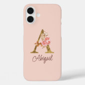Aangepaste naam goud folie blush roze rozen letter Case-Mate iPhone case (Achterkant)