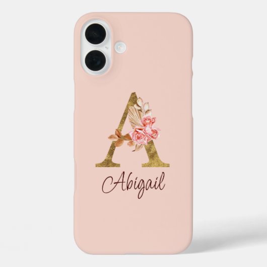 Aangepaste naam goud folie blush roze rozen letter Case-Mate iPhone case (Achterkant)