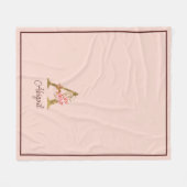 Aangepaste naam goud folie blush roze rozen letter fleece deken (Voorkant (Horizontaal))
