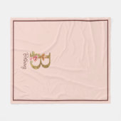 Aangepaste naam goud folie blush roze rozen letter fleece deken (Voorkant (Horizontaal))