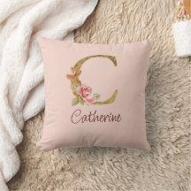 Aangepaste naam goud folie blush roze rozen letter
