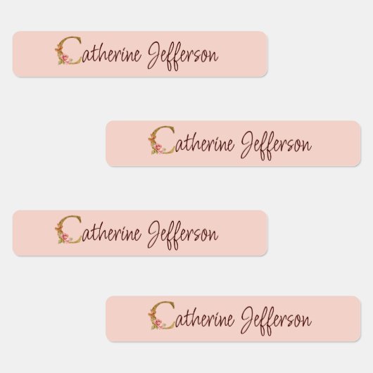 Aangepaste naam goud folie blush roze rozen letter labels (Groep)