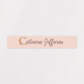 Aangepaste naam goud folie blush roze rozen letter labels (Design 1)