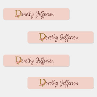 Aangepaste naam goud folie blush roze rozen letter labels
