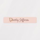 Aangepaste naam goud folie blush roze rozen letter labels (Design 1)