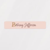 Aangepaste naam goud folie blush roze rozen letter labels (Design 1)
