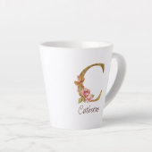Aangepaste naam goud folie blush roze rozen letter latte mok (Rechterhoek)