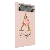 Aangepaste naam goud folie blush roze rozen letter mini klembord (Schuin)