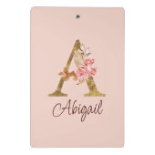 Aangepaste naam goud folie blush roze rozen letter mini klembord (Achterkant)