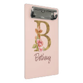 Aangepaste naam goud folie blush roze rozen letter mini klembord (Schuin)