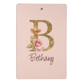 Aangepaste naam goud folie blush roze rozen letter mini klembord (Achterkant)