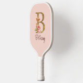Aangepaste naam goud folie blush roze rozen letter pickleball paddle (Links)