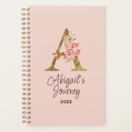 Aangepaste naam goud folie blush roze rozen letter planner