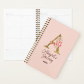 Aangepaste naam goud folie blush roze rozen letter planner (Display)