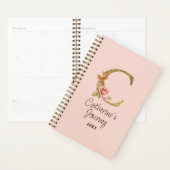 Aangepaste naam goud folie blush roze rozen letter planner (Display)