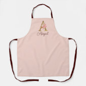 Aangepaste naam goud folie blush roze rozen letter schort (Voorkant)