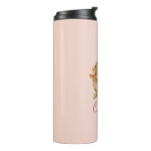 Aangepaste naam goud folie blush roze rozen letter thermosbeker (Gedraaid links)