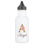 Aangepaste naam goud folie blush roze rozen letter waterfles (Links)