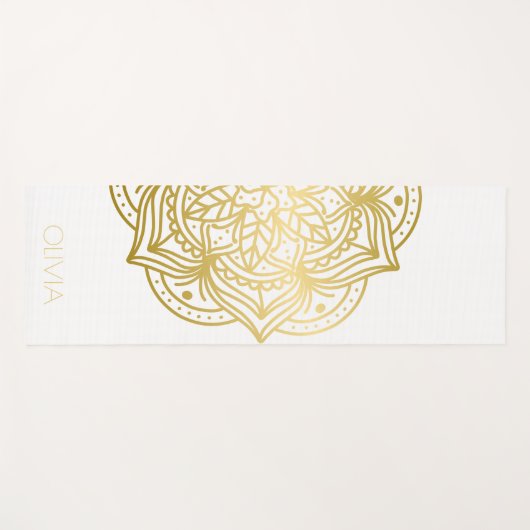Aangepaste naam Goud Mandala Wit Yogamat (Voorkant (horizontaal))