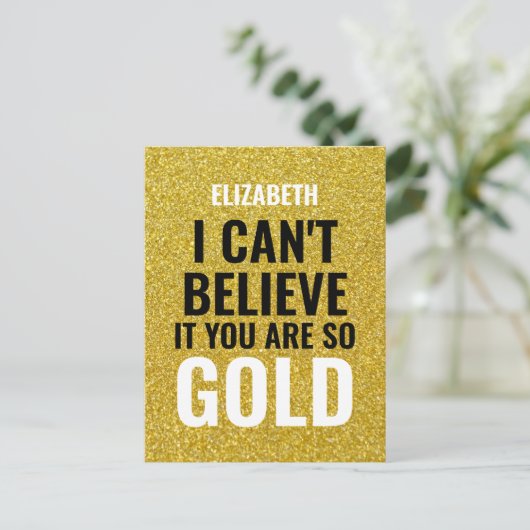 Aangepaste naam Goud Modern 50ste verjaardag Briefkaart (Staand voorkant)