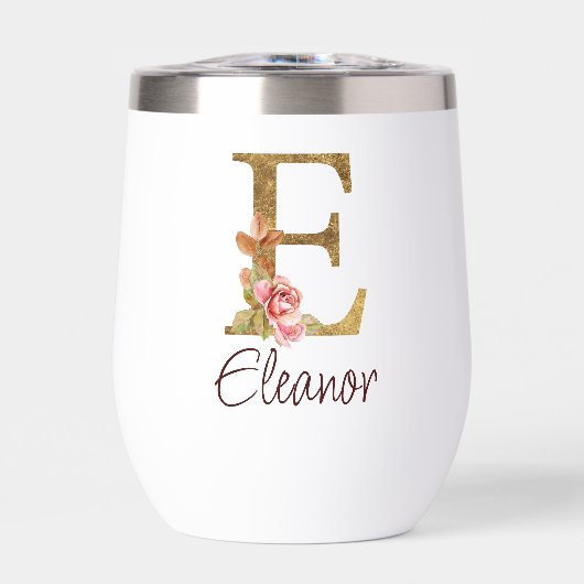 Aangepaste Naam Gouden Folie Blush Roze Rozen Lett (Voorkant)