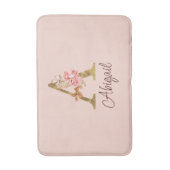 Aangepaste Naam Gouden Folie Blush Roze Rozen Lett Badmat (Voorkant Verticaal)