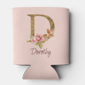 Aangepaste Naam Gouden Folie Blush Roze Rozen Lett Blikjeskoeler (Achterkant)