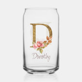 Aangepaste Naam Gouden Folie Blush Roze Rozen Lett Blikvorm Glas (Achterkant)