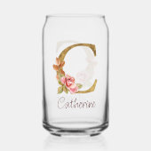 Aangepaste Naam Gouden Folie Blush Roze Rozen Lett Blikvorm Glas (Achterkant)