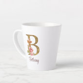 Aangepaste Naam Gouden Folie Blush Roze Rozen Lett Latte Mok (Linkerhoek)