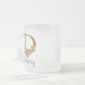 Aangepaste Naam Gouden Folie Blush Roze Rozen Lett Matglas Koffiemok (Voorkant links)