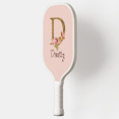 Aangepaste Naam Gouden Folie Blush Roze Rozen Lett Pickleball Paddle (Links)