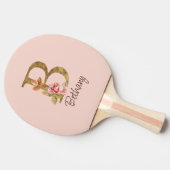 Aangepaste Naam Gouden Folie Blush Roze Rozen Lett Tafeltennisbatje (Zijkant)