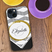 Aangepaste naam gouden glinsterende initiaal lette iPhone 16 hoesje