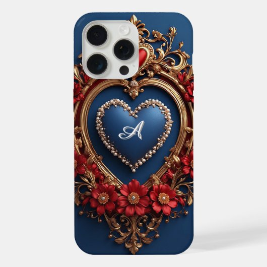 Aangepaste naam Gouden Hart Frame Met Parel Kraal iPhone Hoesje (Achterkant)