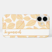 Aangepaste naam Gouden skeletbladeren op wit Case-Mate iPhone Case (Achterkant (horizontaal))
