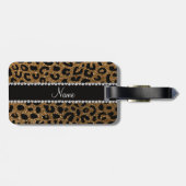 Aangepaste naam goudglitter-cheetah-druk bagagelabel (Achterkant horizontaal)