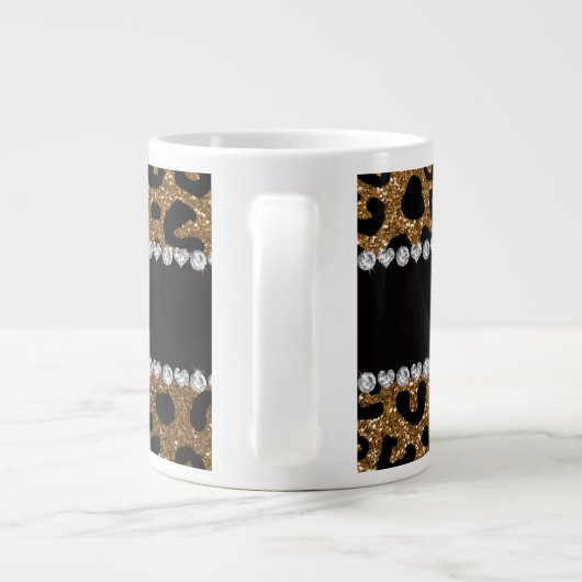 Aangepaste naam goudglitter-cheetah-druk grote koffiekop (Achterkant)