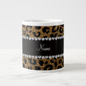 Aangepaste naam goudglitter-cheetah-druk grote koffiekop (Voorkant)