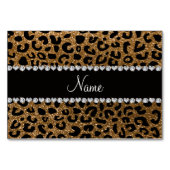 Aangepaste naam goudglitter-cheetah-druk kaart (Achterkant)