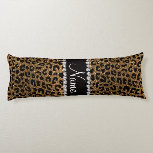 Aangepaste naam goudglitter-cheetah-druk lichaamskussen (Achterkant)