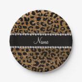 Aangepaste naam goudglitter-cheetah-druk papieren bordje (Voorkant)